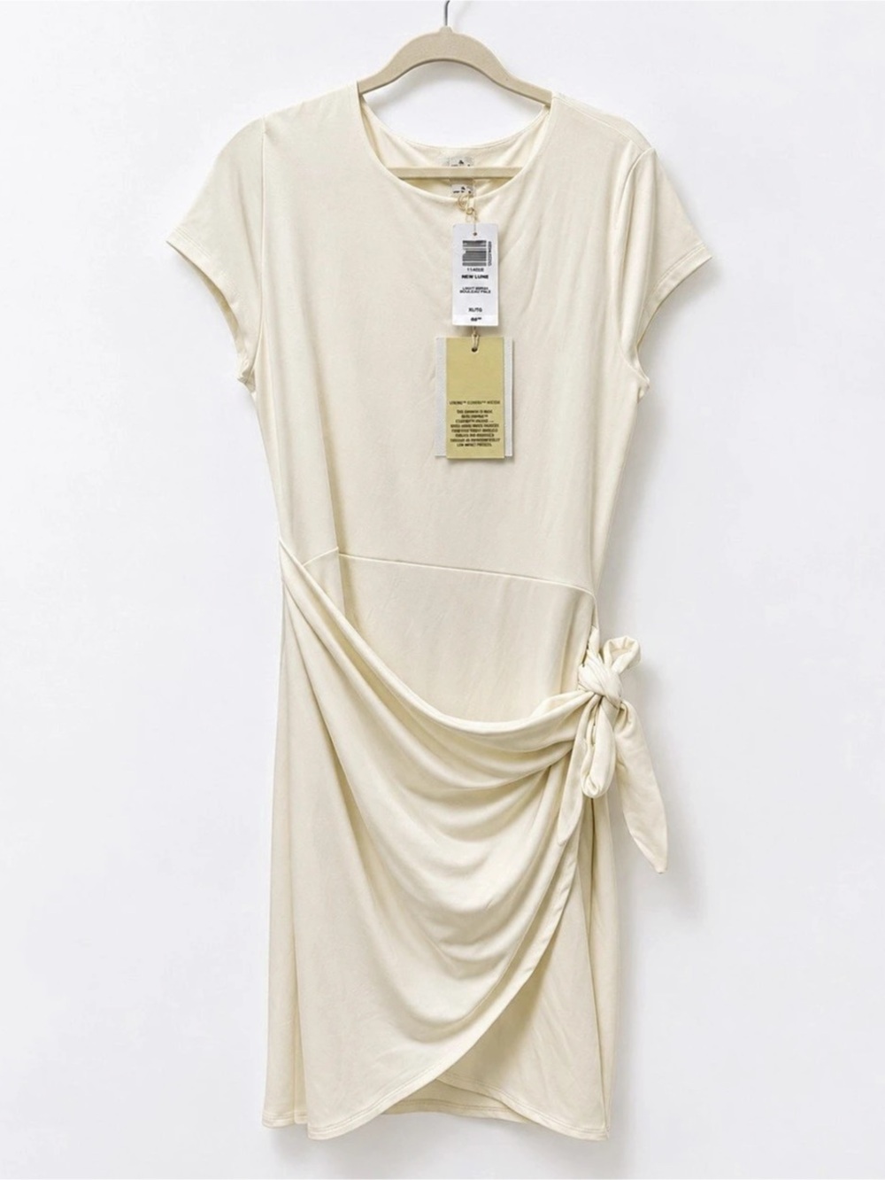 NWT Aritzia Wilfred Ivory Draped Side Tie Wrap Midi Dress XL